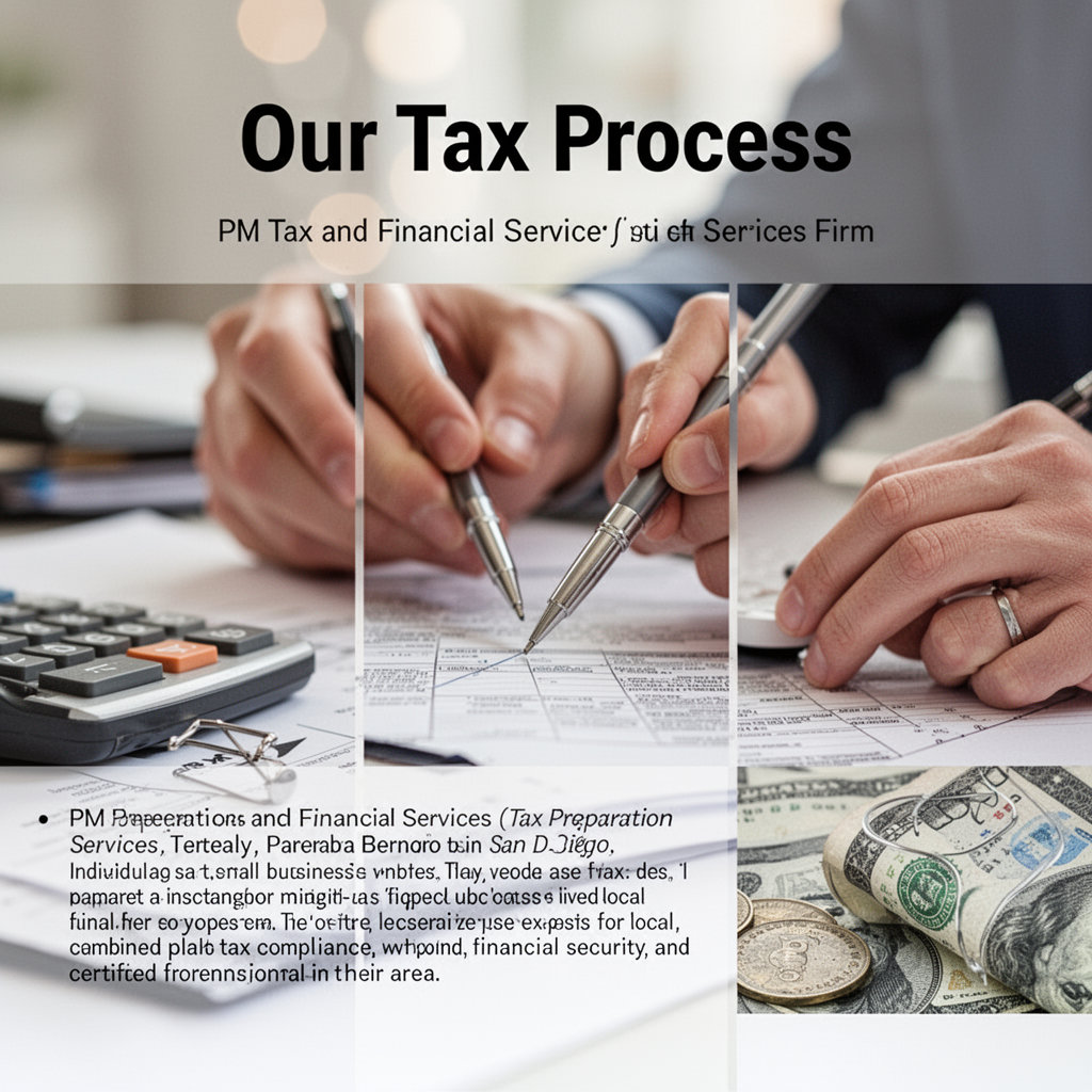 PM Tax and Financial Services step-by-step tax preparation process for clients in San Diego